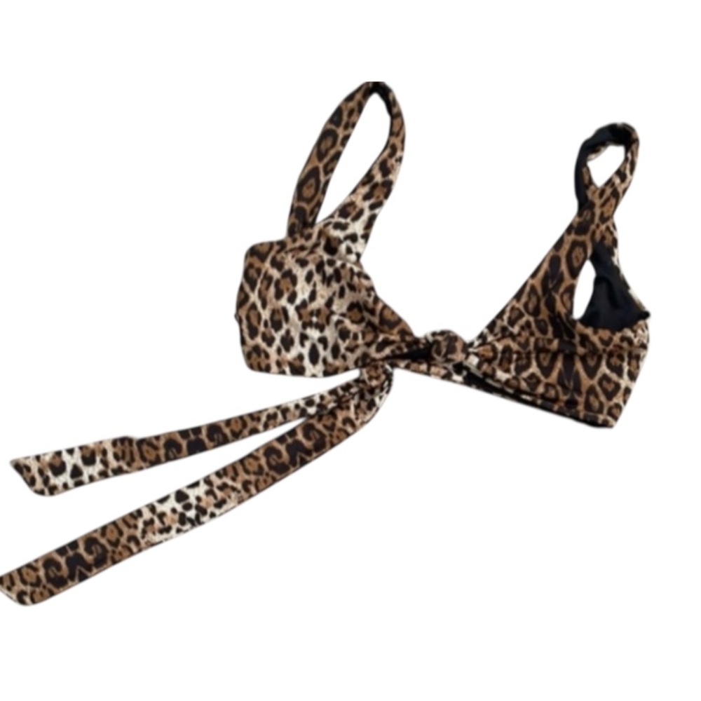 Kittenish • Leopard Knotted Swim Bikini Top